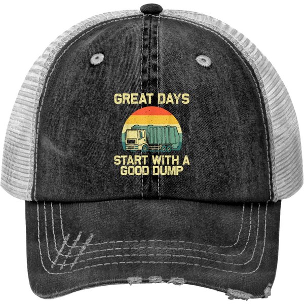 Cool Garbage Truck For Men Kids Boys Trash Waste Management Gifts Print Trucker Hats-image