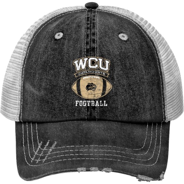 Western Carolina University Catamounts Football Ball Print Trucker Hats-image
