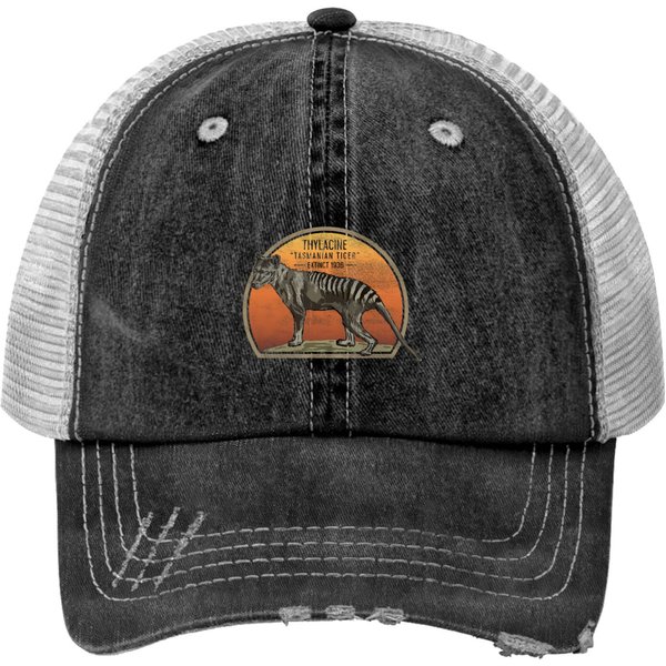 Tasmanian Tiger Thylacine Wolf Australian Extinct Art Image Print Trucker Hats-image