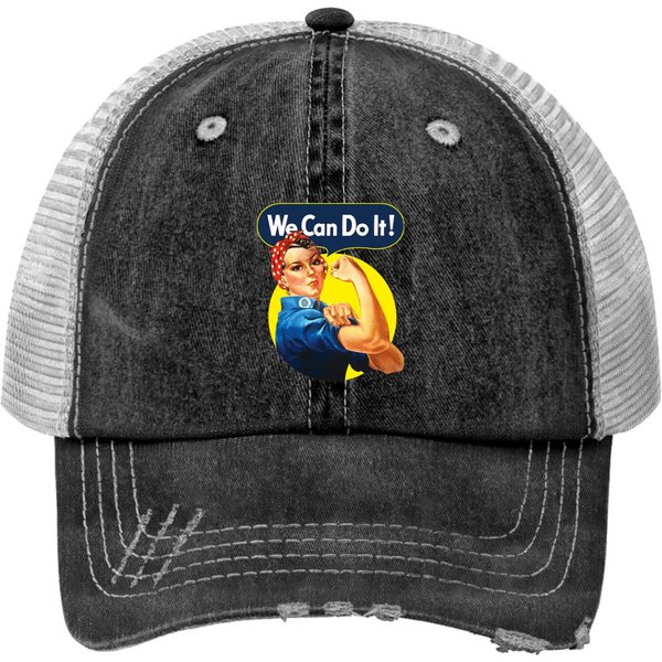 Rosie The Riveter We Can Do It Feminist Rosey Rosy Print Trucker Hats-image