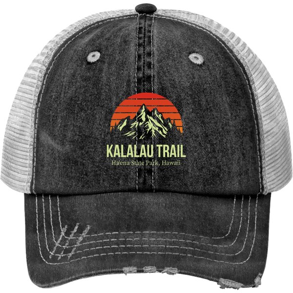 Kalalau Trail Haena State Park Hawaii Outdoors Hiking Print Trucker Hats