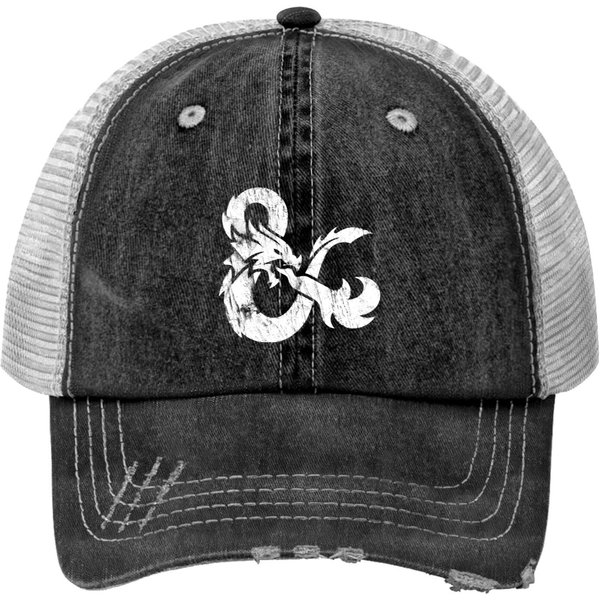 Unisex D&D Print Trucker Hat|Geek Print Trucker Hat|Dungeons And Dragons Gift|Distressed Dnd Logo-image