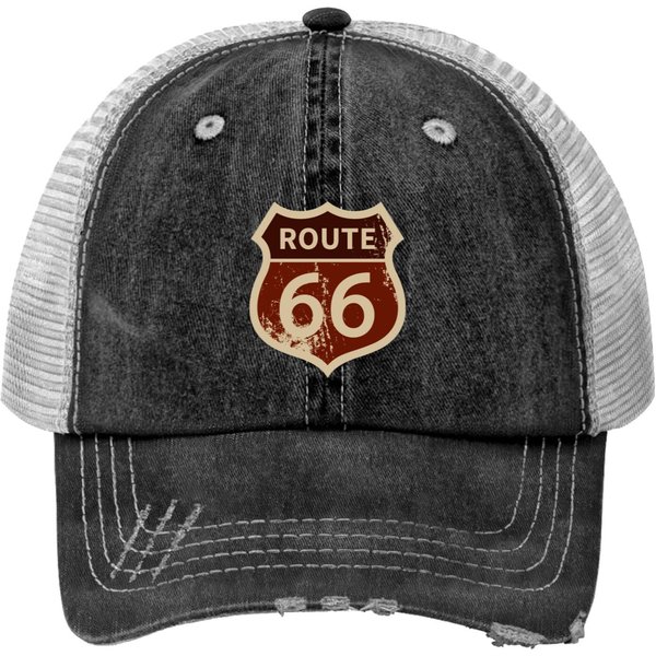Women's Route 66 Historic Road Sign | Landmark Print Trucker Hat-image