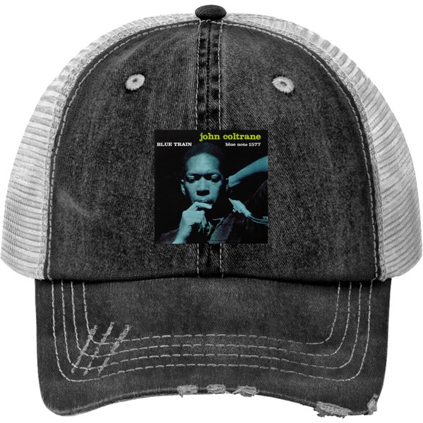 John Coltrane Print Trucker Hats - Blue Train Lp Art - Thelonious Monk - Jazz Icons-image