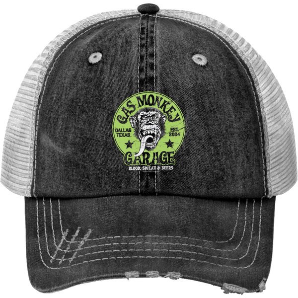 Gas Monkey Garage - Green Logo Men's Print Trucker Hats-image