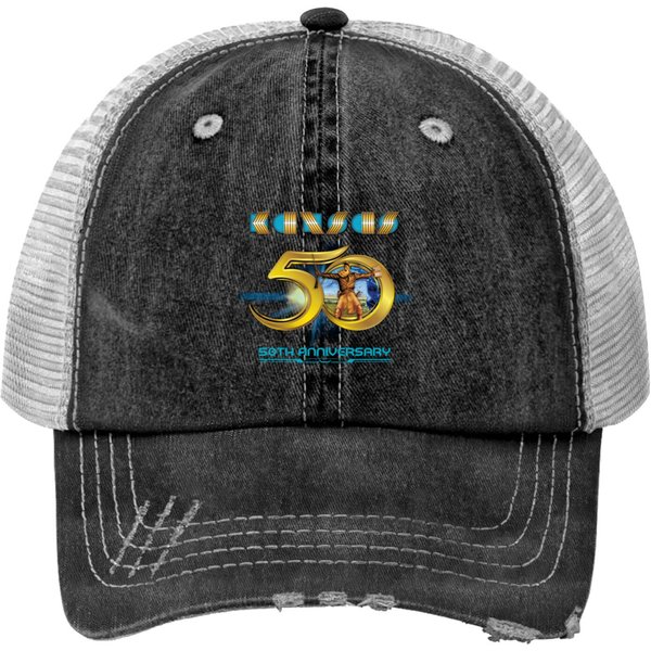 Kansas Band 50Th Anniversary Print Trucker Hats-image