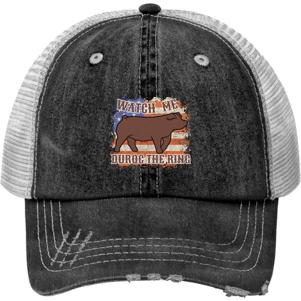 Duroc Show Pig Print Trucker Hat For Swine Show Fans-image