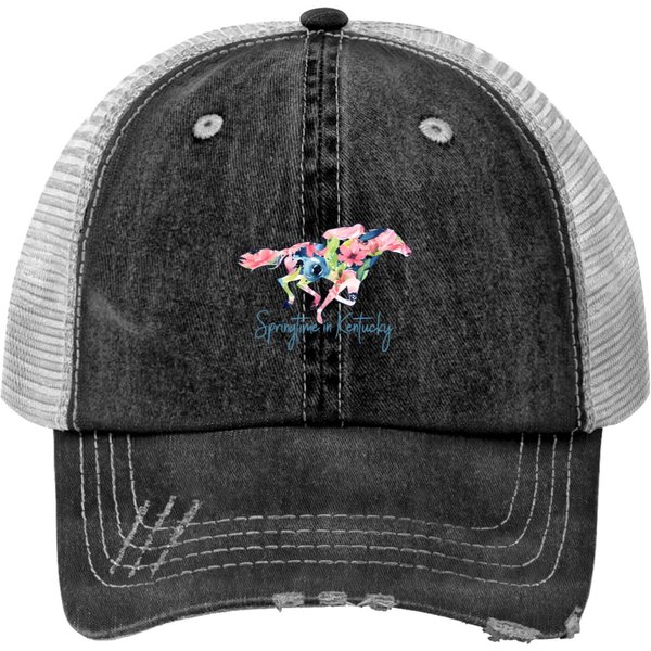 Personalized Kentucky Derby Print Trucker Hats, Racing Horse Print Trucker Hats-image