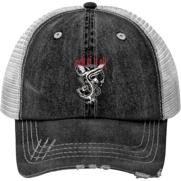 Sick Of It All Print Trucker Hat: Eagle-image