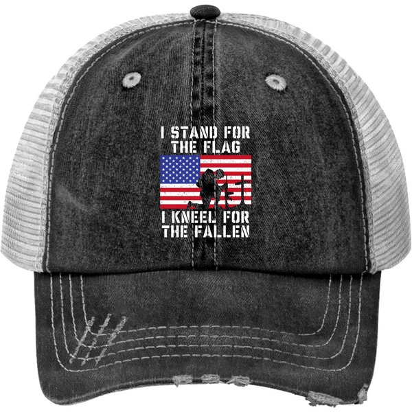 I Stand For The Flag I Kneel For The Fallen Americana/american Pride Men's Graphic Print Trucker Hats