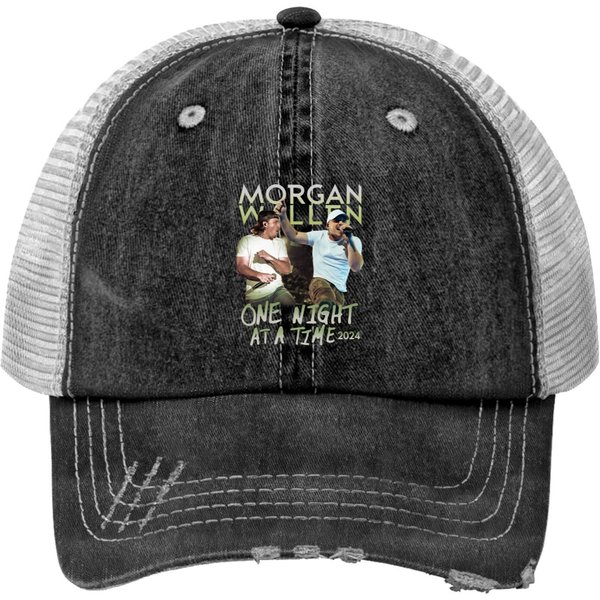 One Night At A Time Wallen Western 2024 Tour Print Trucker Hats-image