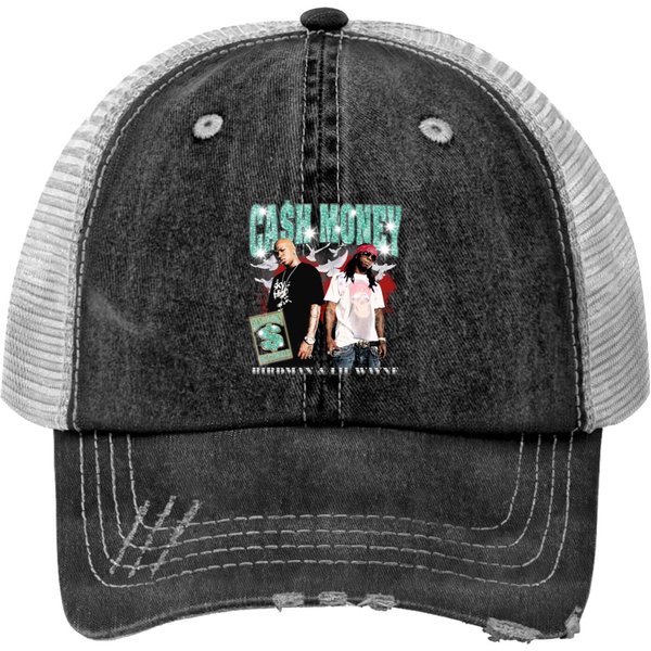 Lil Wayne X Birdman Bootleg Style Print Trucker Hats - Cash Money Records Bootleg Print Trucker Hats-image