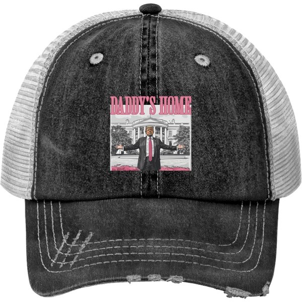 Daddy's Home Trump 2024 Print Trucker Hat-image