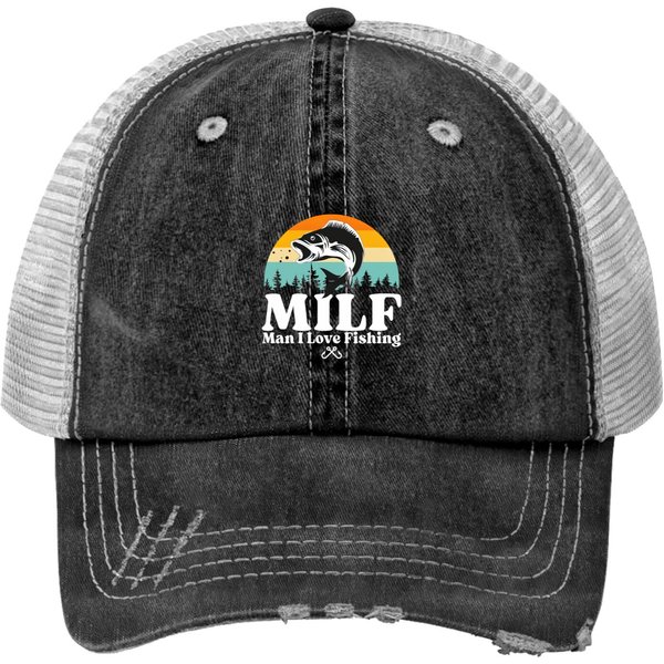 Funny Fishing Print Trucker Hats For Men-image