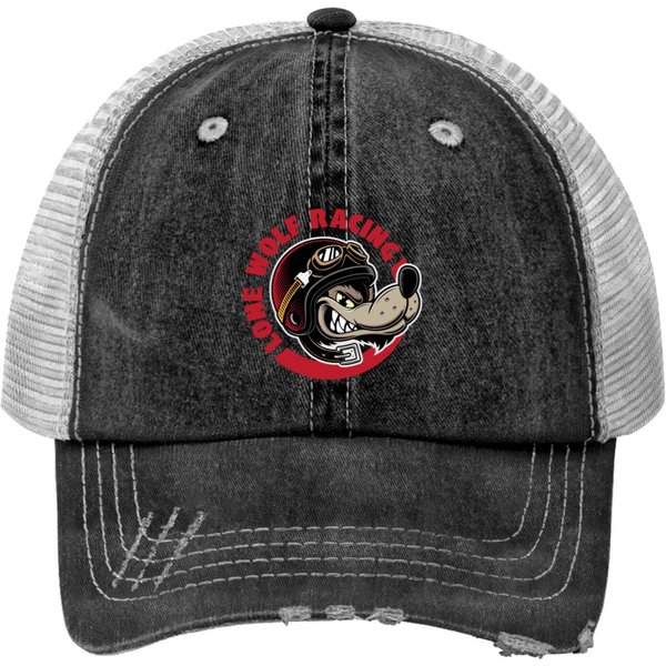 Lone Wolf Racing Cartoon Premium Print Trucker Hats-image