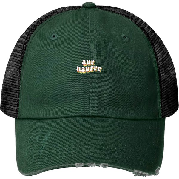 Aur Naur; Cute Australian Accent Quote; Wavy Rainbows Print Trucker Hats-image