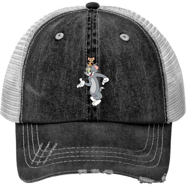 Tom And Jerry Pair Print Trucker Hats-image