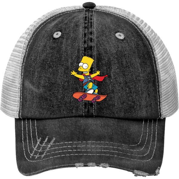 Bart Skateboard The Simpsons Luxury Print Trucker Hats-image