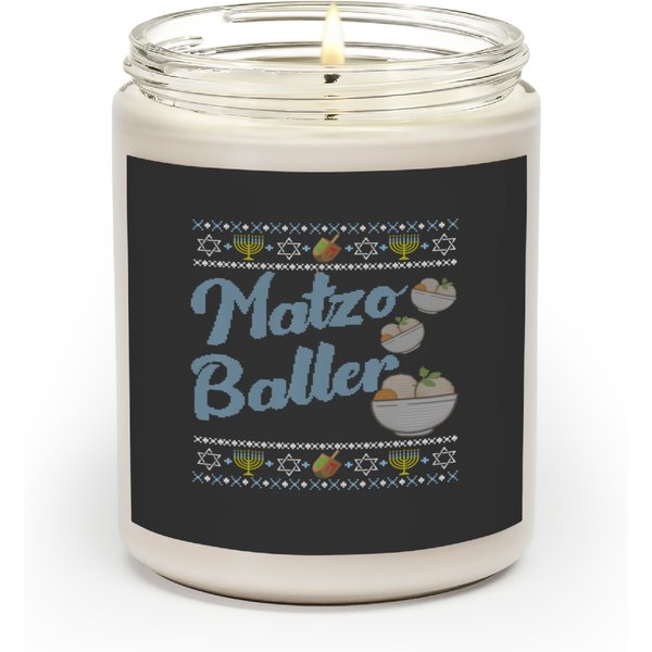 Fun Hanukkah Matzo Baller Matzah Ball Merry Christmas T Scented Candles-image