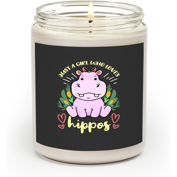 Hippo Gift Just A Girl Who Loves Hippos Hippopotamus 132 Scented Candles-image