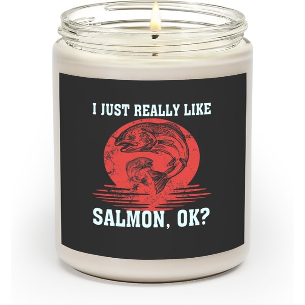 I Just Really Like Salmon, Ok Vintage Watching Salmon Run , Bake Salmon Scented Candles-image