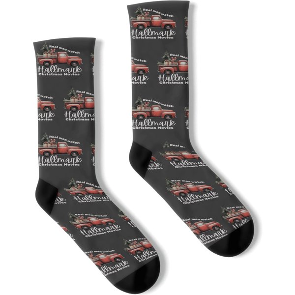 Original Real Men Watch Hallmark Christmas Movies Socks, Funny Christmas Socks
