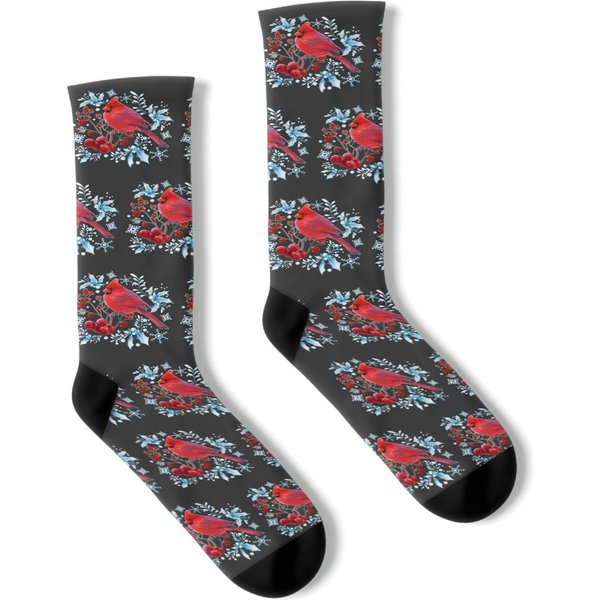 Red Cardinal Bird Lovers Birdwatching Christmas Bird 2022 Socks-image