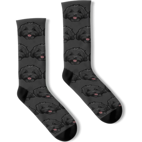Black Bernedoodle Doodle Dog Socks-image