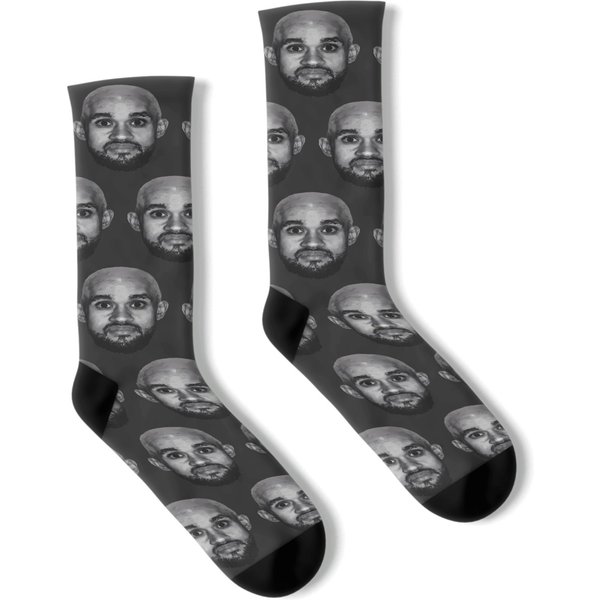 Bald Derrick White Funny Vintage Face Socks