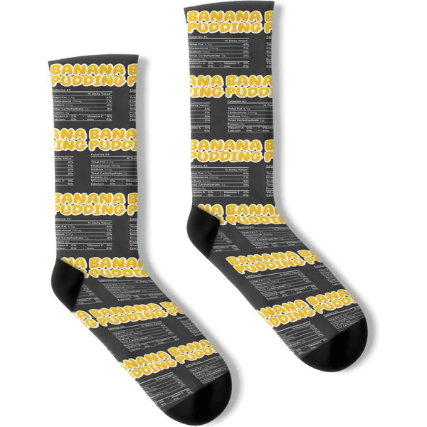 Banana Pudding Nutrition Facts Funny Thanksgiving Christmas Socks-image
