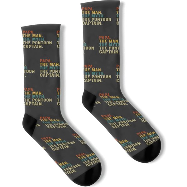 Vintage Papa Pontoon Captain Man Myth Boat Captain Father Socks-image