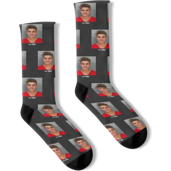 Justin Bieber Mugshot Socks, Celebrity Socks, Funny Gift-image