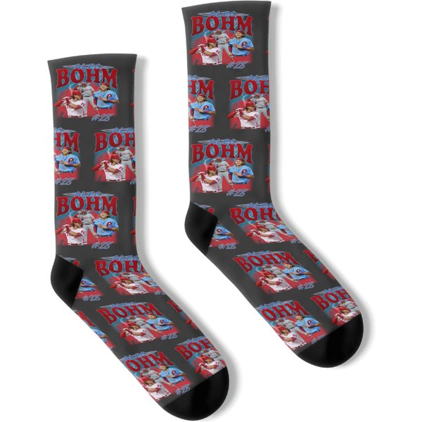 Alec Bohm Bootleg 90S Style, Gift For Baseball Fans, Red October Socks-image
