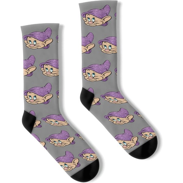 Dopey Face With Glitter Hat Socks, Seven Dwarf Socks, Dopey Dwarf Socks