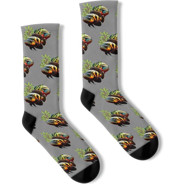 Oscar Cichlid Fish Lover Aquarium Fish Tank Design Socks