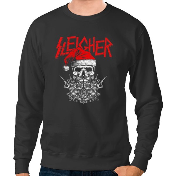 Sleigher Hail Santa Heavy Metal Skull Christmas Premium T Sweatshirts-image