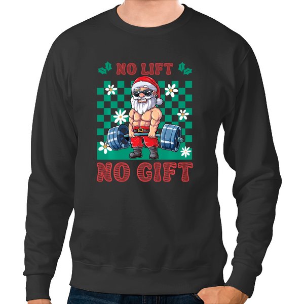 Funny Muscle Santa Lifting Christmas Ugly Christmas Sweat Sweatshirts-image