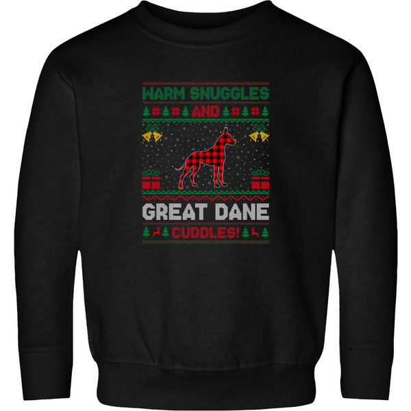 Dog Great Dane Warm Snuggles And Cuddles Ugly Great Dane Dog Christmas Sweatshirts-image