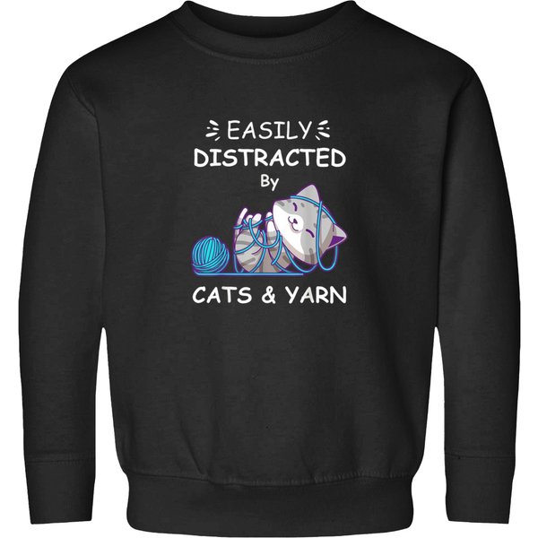 Easily Distracted By Cats And Yarn Knitting Yarn Sweatshirts-image