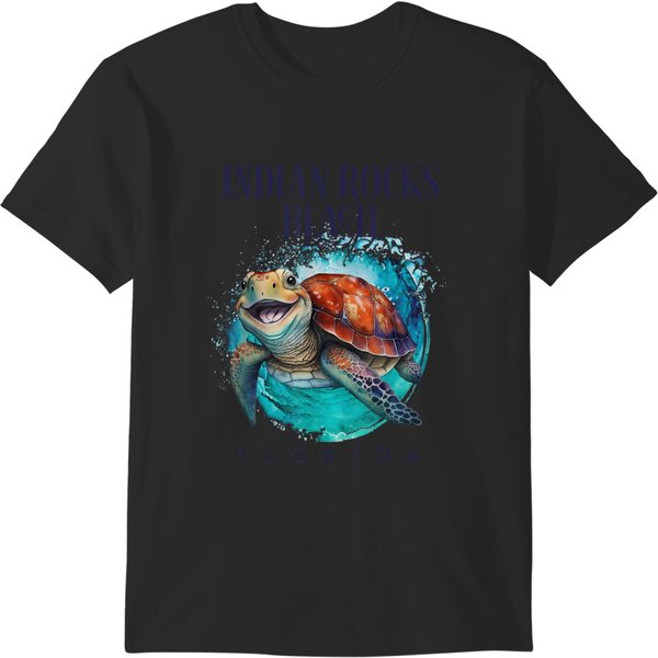 Indian Rocks Beach Florida Watercolor Happy Sea Turtle T T-Shirts-image