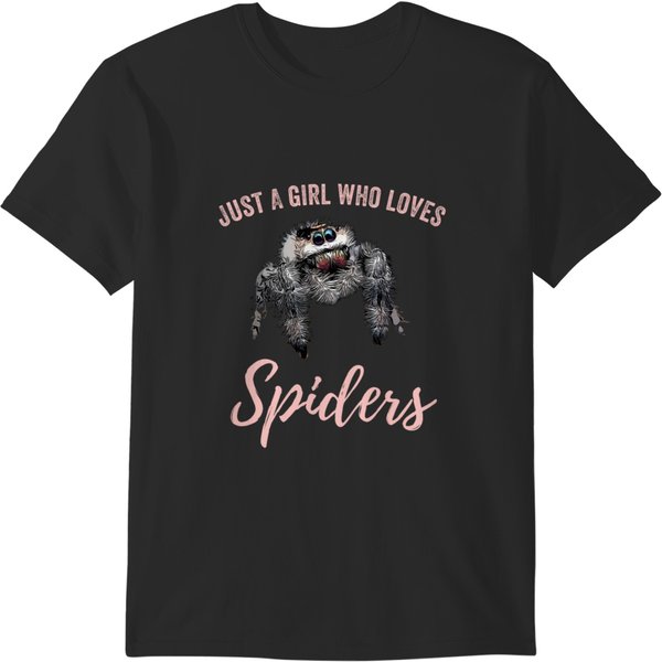 Womens Just A Girl Who Loves Spiders Regal Jumping Spider T-Shirts-image