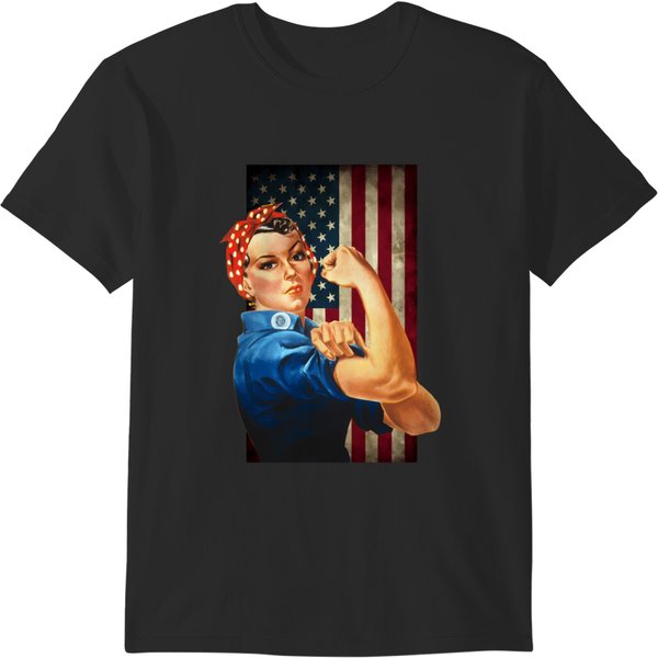 Rosie The Riveter American Flag T-Shirts-image
