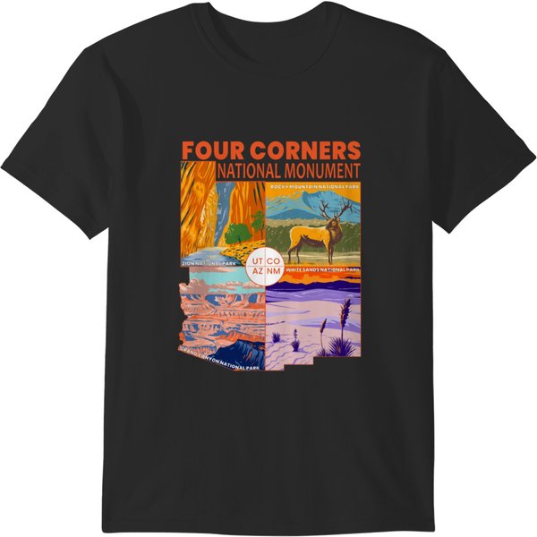 Four Corners National Monument With National Parks Orange T-Shirts-image