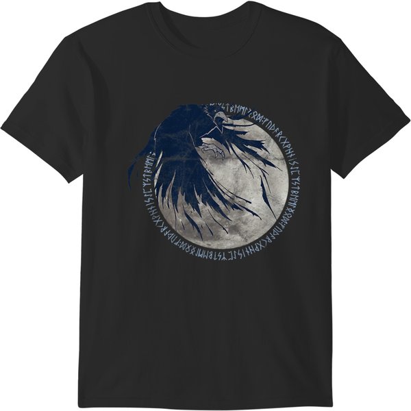 Norse Raven Moon Runes Norse Mythology Viking Germanic T-Shirts-image