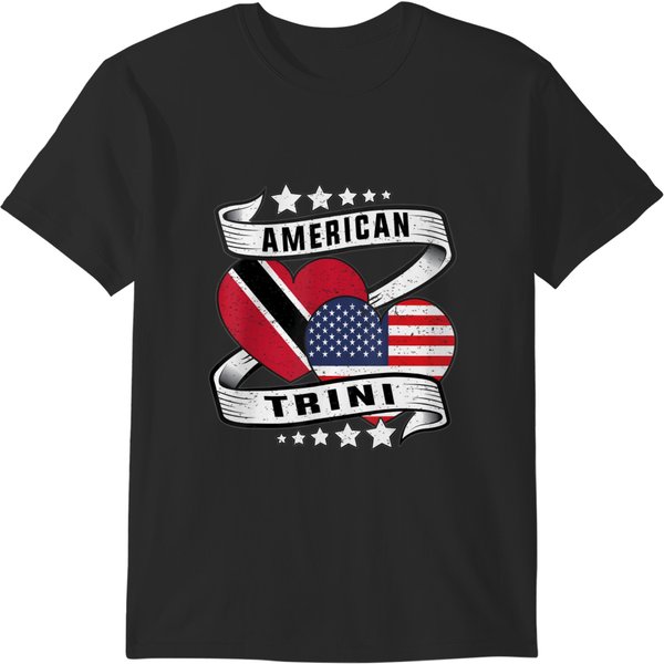 Trinidad American Flag Trini Half Trinidad And Half American T-Shirts-image