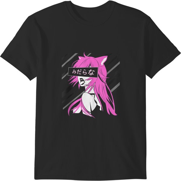 Lewd Waifu Japanese Predatory Cat Girl Anime Neko T-Shirts-image
