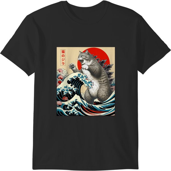 Catzilla Cat Japanese T-Shirts-image