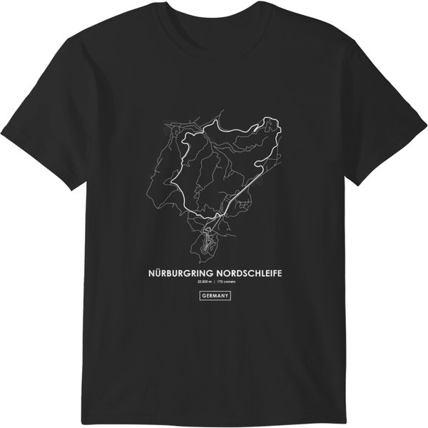 NüRburgring Nordschleife - Germany Track Map White Photographic Print T-Shirts-image