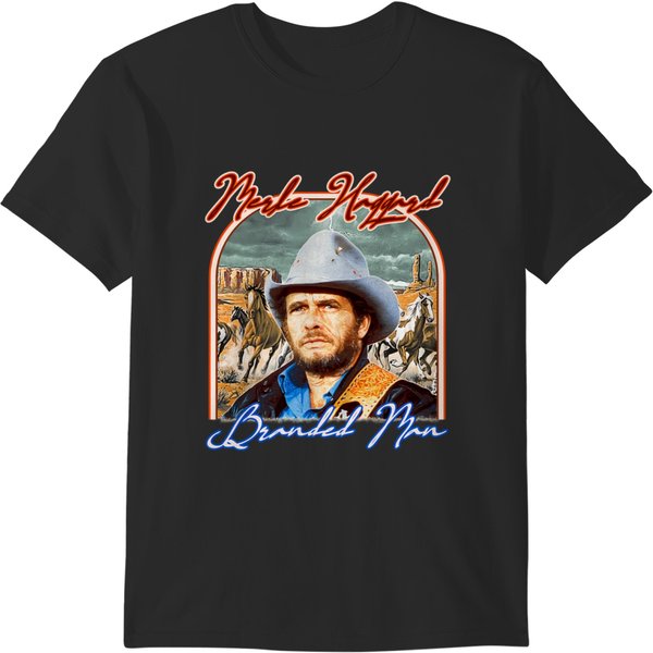Merle Haggard Face T-Shirt Featuring Merle Haggard Design-image