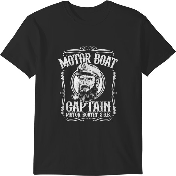 Mens Motor Boat Captain Funny Pontoon Boating Motor Boatin Lake T-Shirts-image